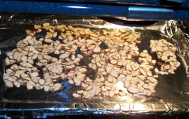 almonds in a sheet pan