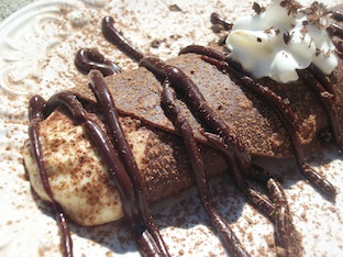 Creamy Mascarpone Filling in Mocha Crepes with Chocolate Sauce