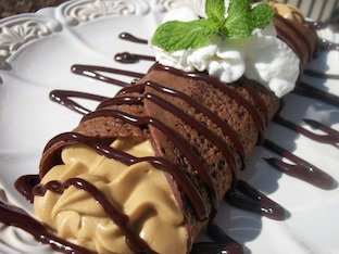 Chocolate Crepes Filled with Irish Coffee and Whiskey Filling