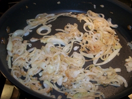 softened onions in a pan