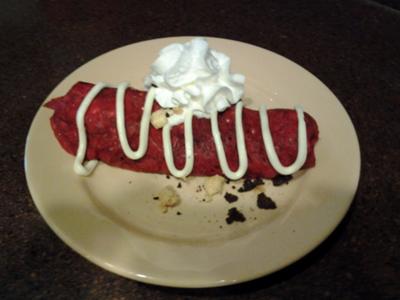 Red Velvet Crepe filled with real cookie crumble