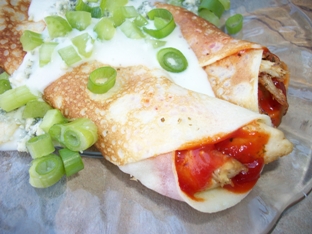 Buffalo Chicken Crepes with Blue Cheese Dressing