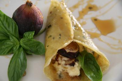 Basil Crepes with Goat Cheese and Figs