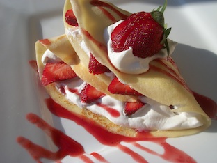 Strawberry crepe with whipped cream