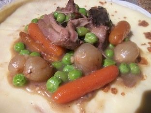 Pot Roast and Vegetables over A Crepe